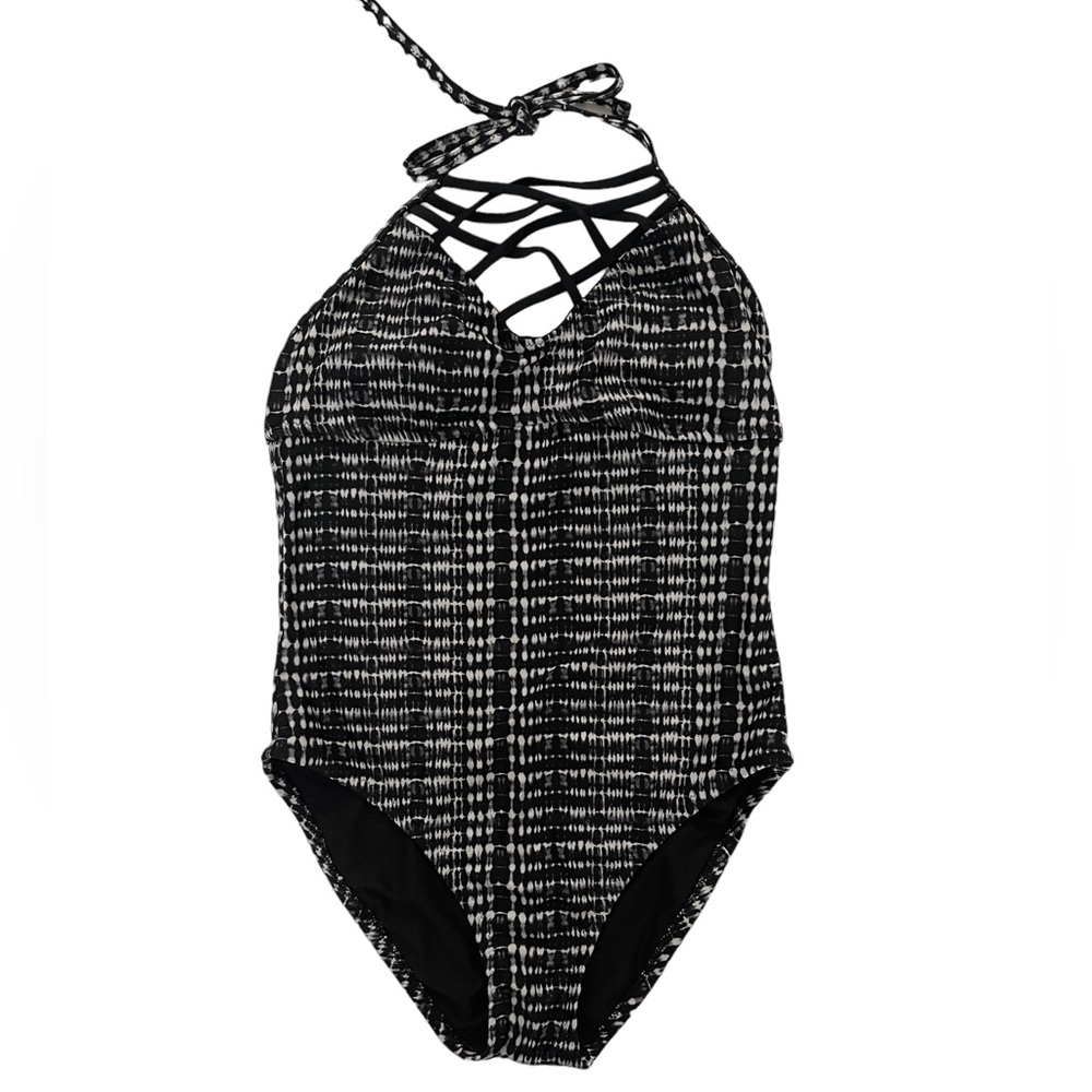 Mossimo High Neck Ine piece Swimsuits Color Black And White Size M